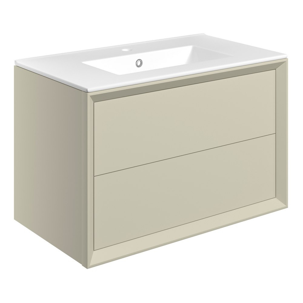 Ajax Yarborough Matt Cotton 815mm Wall Hung Vanity Unit and Basin