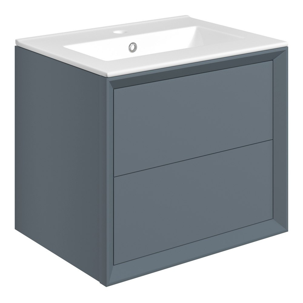 Ajax Yarborough Matt Storm Blue 615mm Wall Hung Vanity Unit with 1TH Basin