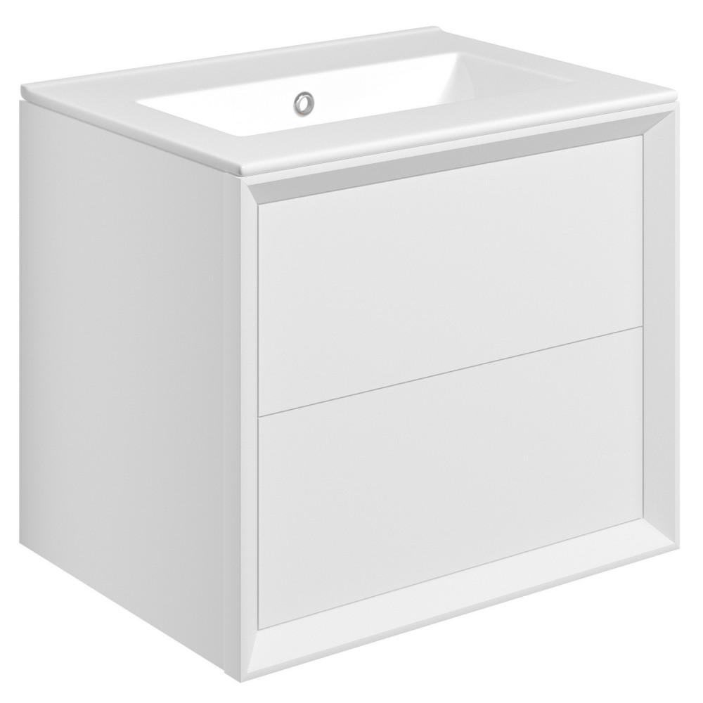 Ajax Yarborough Matt White 600mm Wall Hung Vanity Unit with 0TH Basin