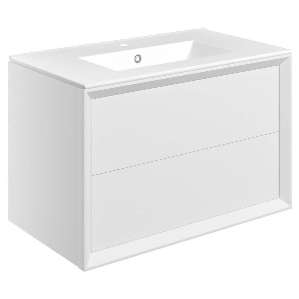 Ajax Yarborough Matt White 800mm Wall Hung Vanity Unit with 1TH Basin