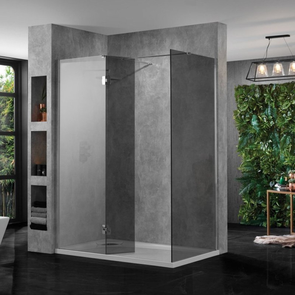 Aquadart 10 Corner Wetroom 800mm Smoked Glass Front and Side Panel