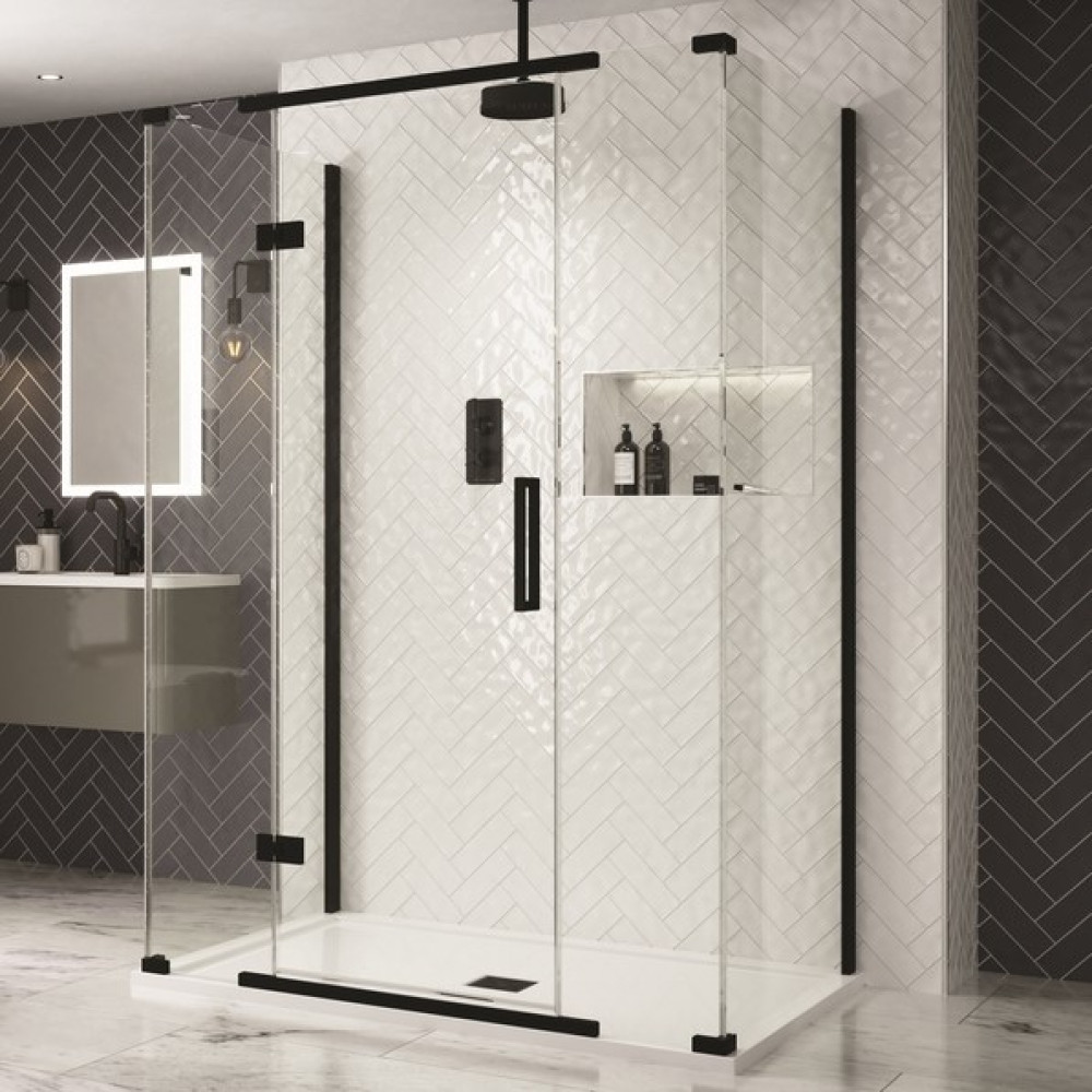 Aquadart 900mm Black Inline 3 Sided Shower Enclosure (4)