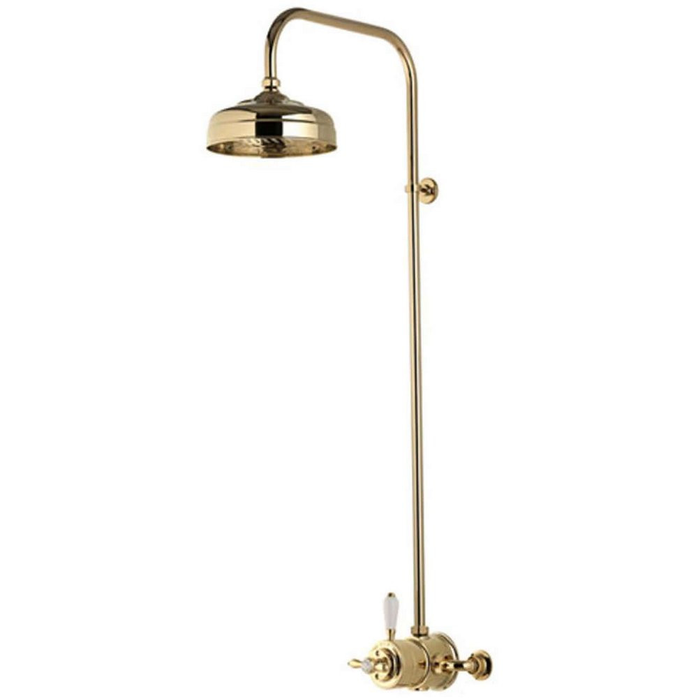 Aqualisa Aquatique Thermo Gold Exposed Shower Valve & Fixed 8 Inch Drencher Head