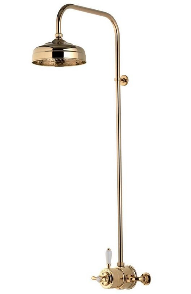 Aqualisa Aquatique Thermo Gold Exposed Shower Valve & Fixed 8 Inch Drencher Head