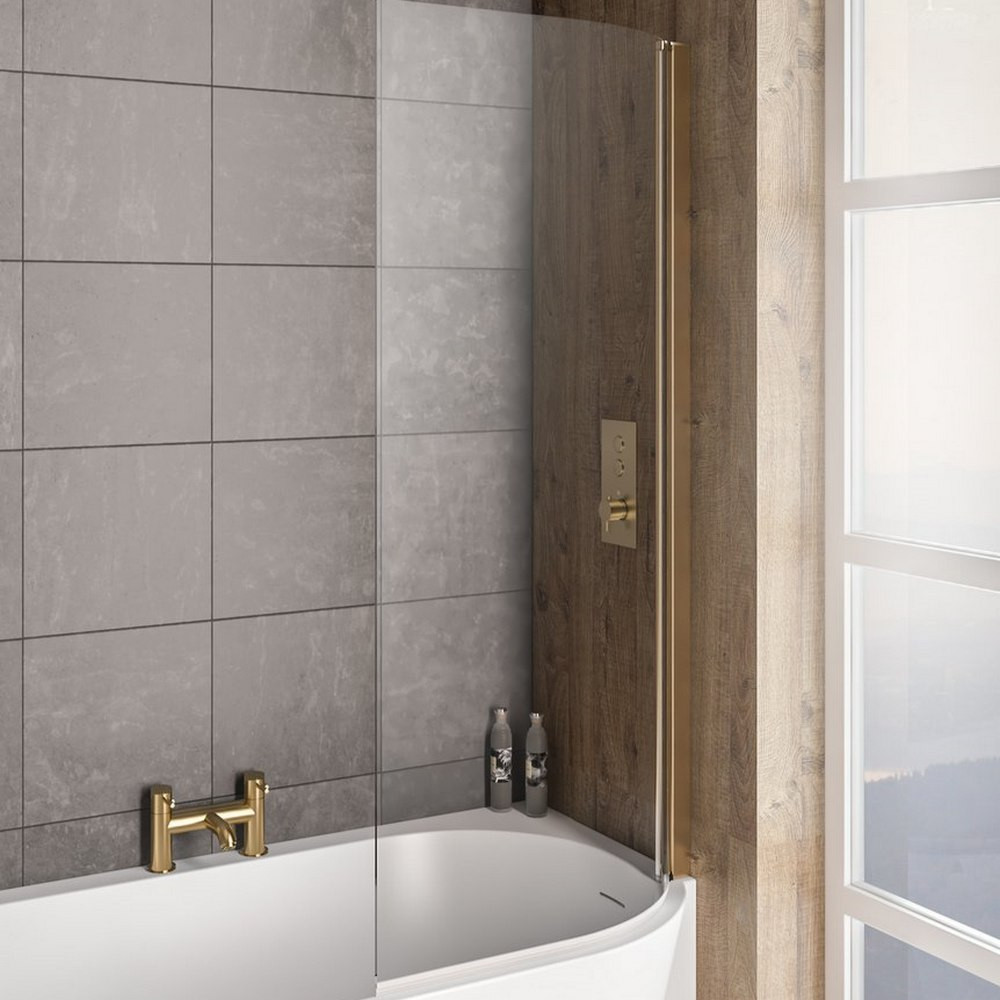 Beaufort Bray 6mm Brushed Brass 1400 x 730mm Right Hand Bath Screen
