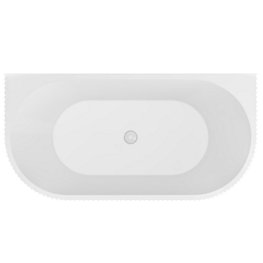 Beaufort Caversham 1650 x 745mm Gloss White D Shaped Back to Wall Bath