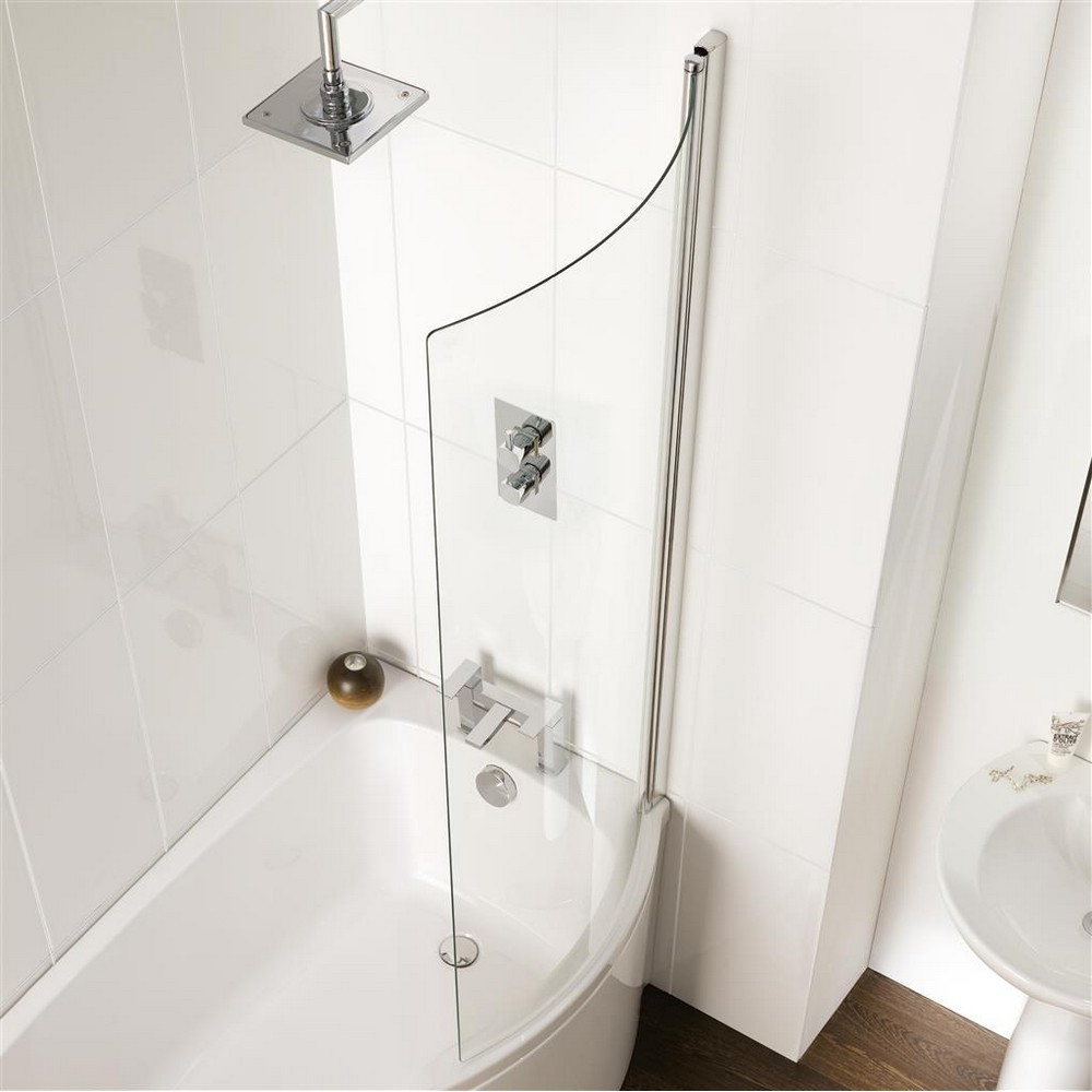 Beaufort Chrome C Shape 5mm Curved Easy Clean Bath Screen