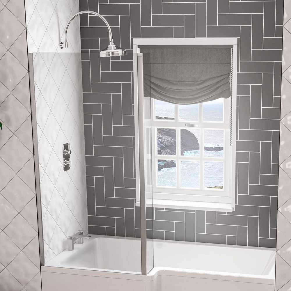 Beaufort L Shape Left Handed 6mm Chrome Bath Screen