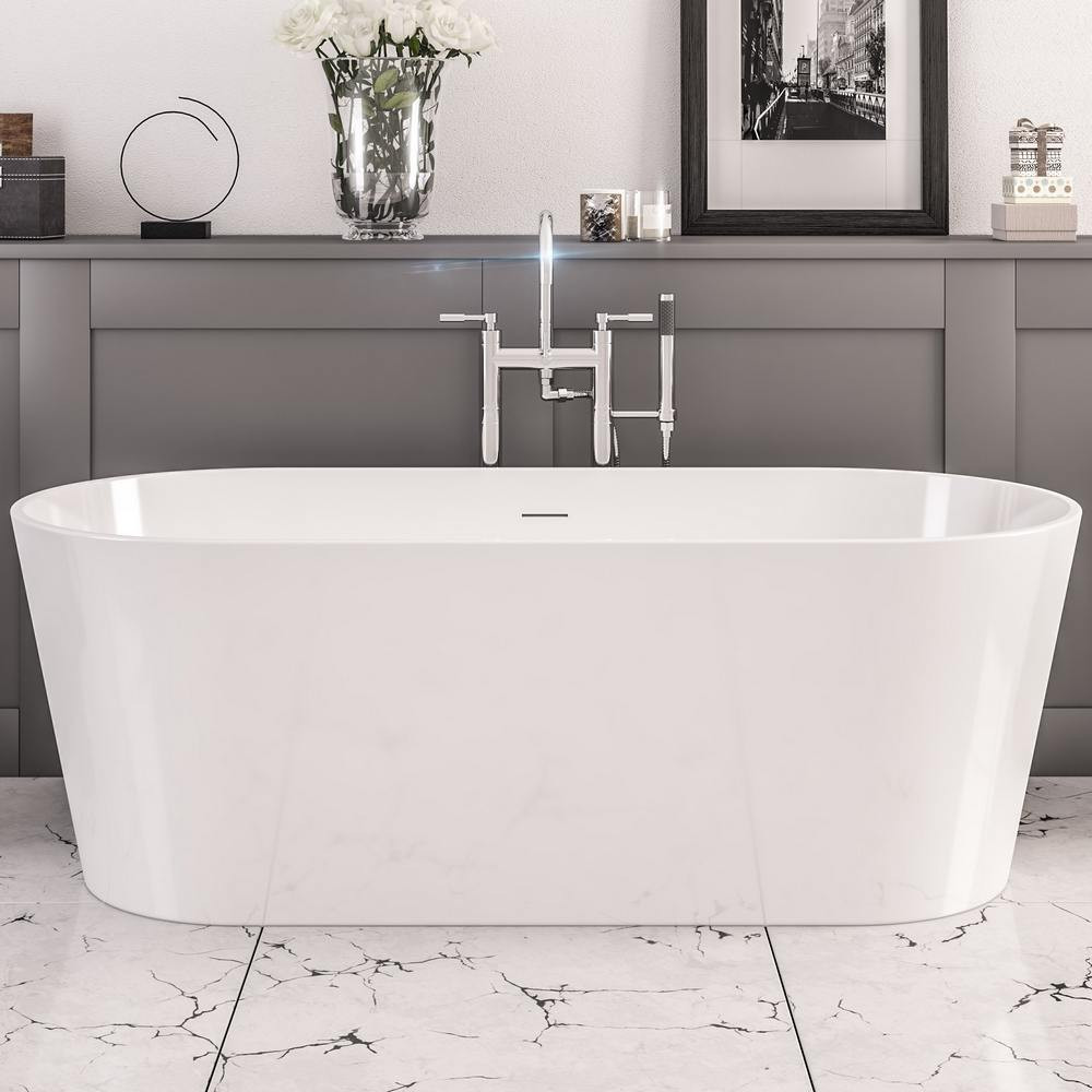 Beaufort Lambeth 1590 x 740mm Gloss Grey and White Freestanding Bath