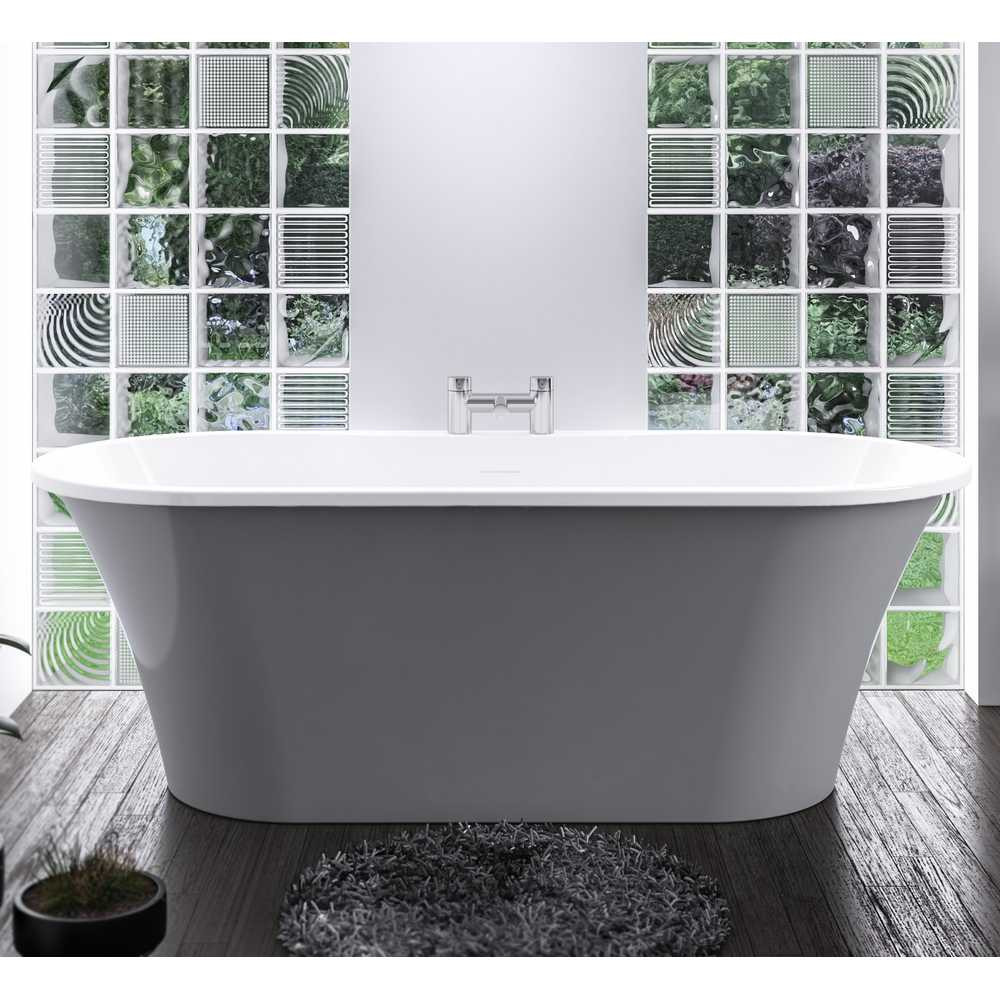 Beaufort Margravine 1660 x 730mm Gloss Grey and White Freestanding Bath