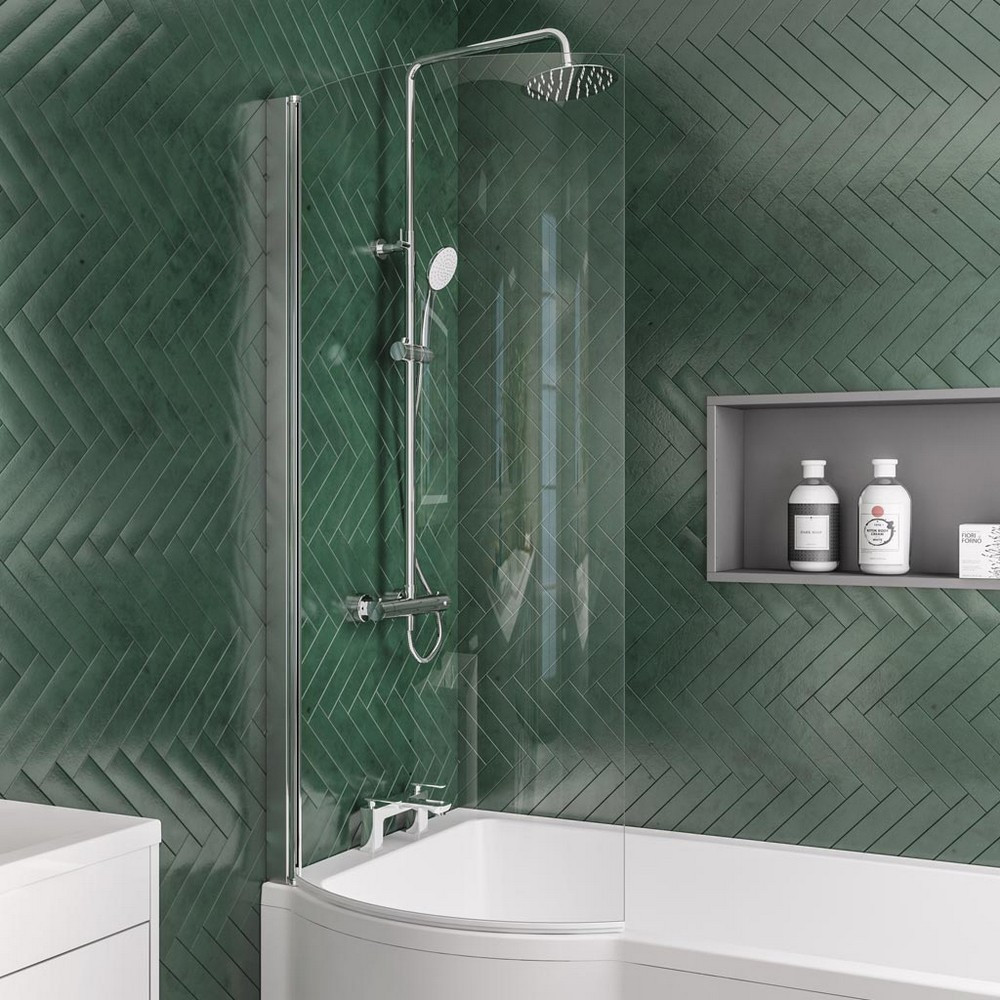 Beaufort P Shape Left Handed 6mm Chrome Bath Screen