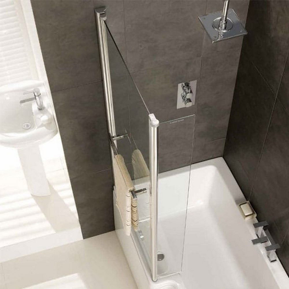 Beaufort Quantum 1400mm L Shape Hinged Bath Screen with Towel Rail