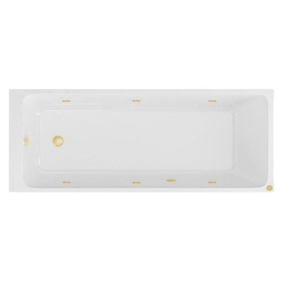 Beauforté Malin 1700 x 700mm 6 Jet Brushed Brass Whirlpool Single Ended Bath