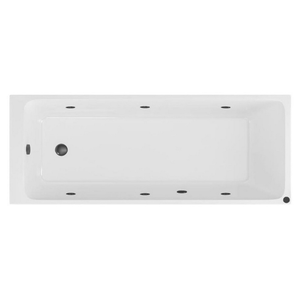 Beauforté Malin 1700 x 700mm 6 Jet Matt Black Whirlpool Single Ended Bath