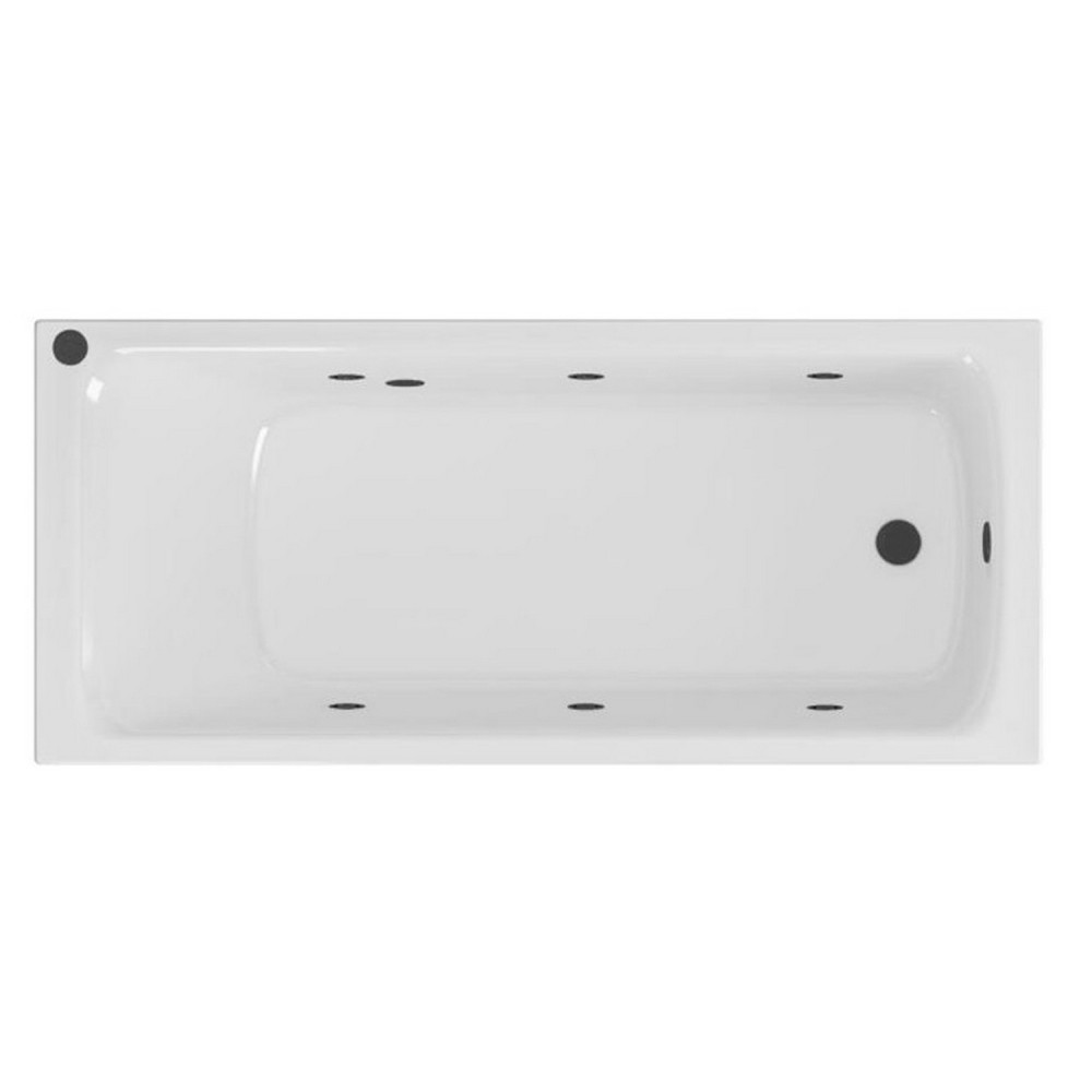 Beauforté Portland 1650 x 700mm 6 Jet Matt Black Whirlpool Single Ended Bath
