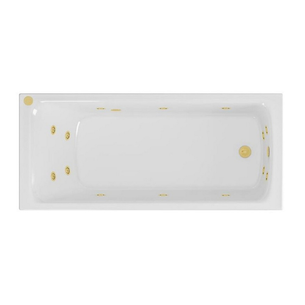 Beauforté Portland 1700 x 700mm 14 Jet Brushed Brass Whirlpool Single Ended Bath