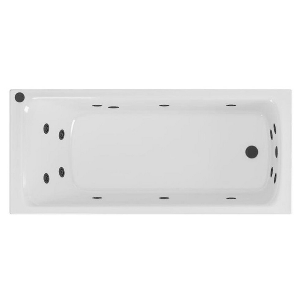 Beauforté Portland 1700 x 700mm 14 Jet Matt Black Whirlpool Single Ended Bath