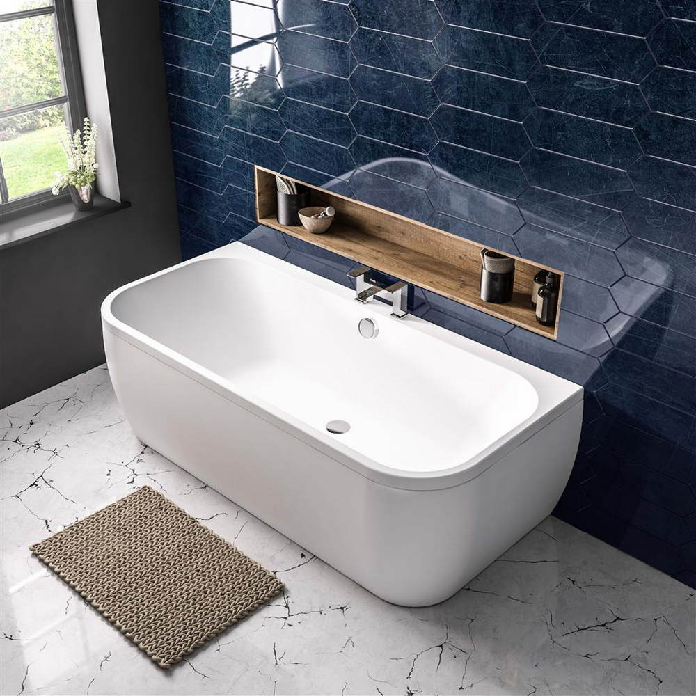 Beauforté Reinforced Malin 1700 x 800mm D Shape Back to Wall Bath