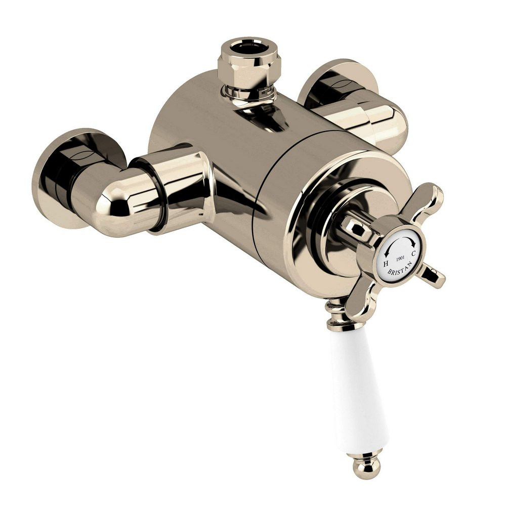 Bristan 1901 Exposed Dual Control Top Outlet Gold Shower Valve