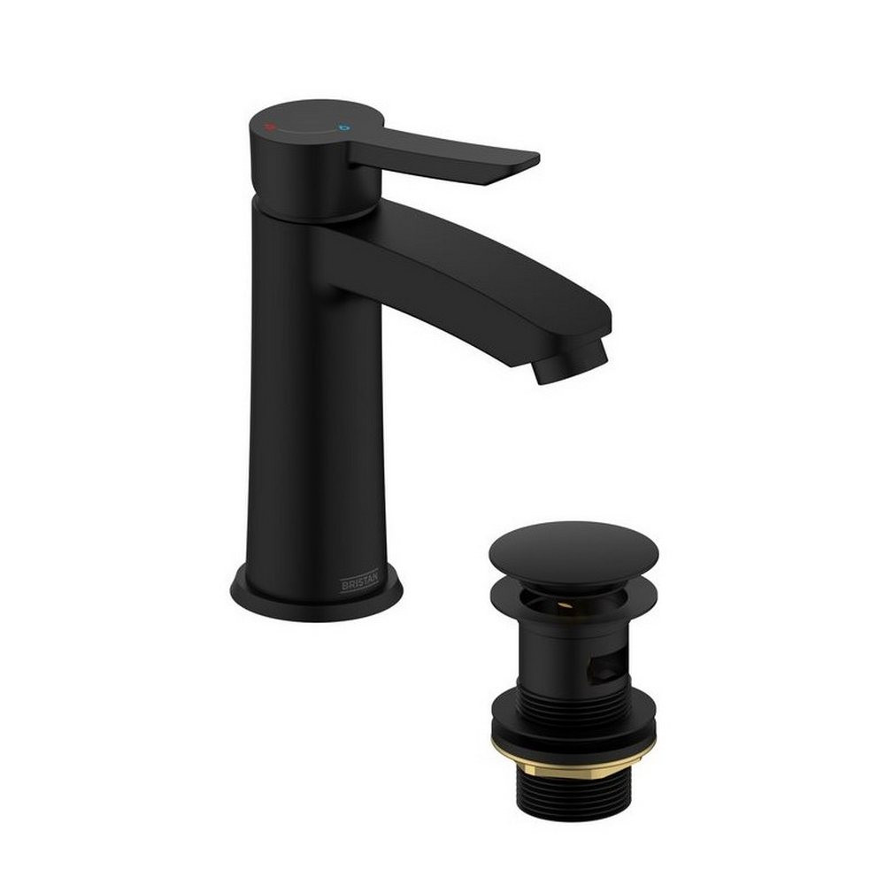 Bristan Apelo Eco Start Basin Mixer with Waste in Black