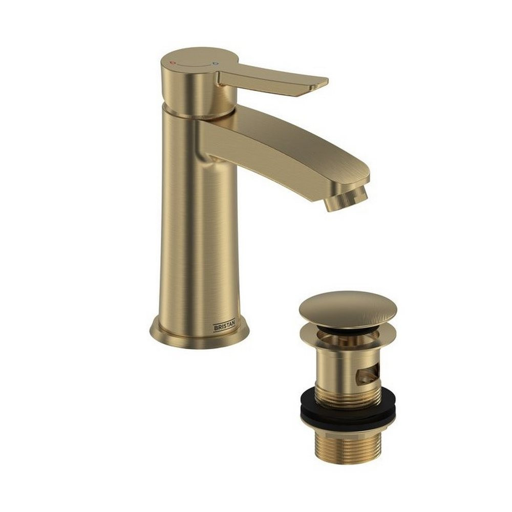 Bristan Apelo Eco Start Basin Mixer with Waste in Brushed Brass