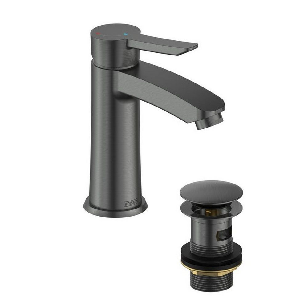 Bristan Apelo Eco Start Basin Mixer with Waste in Gunmetal
