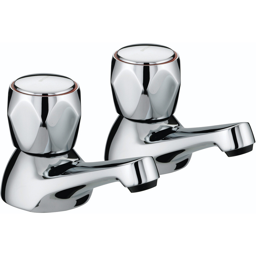 Bristan Club Utility Bath Taps Chrome Plated with Metal Heads