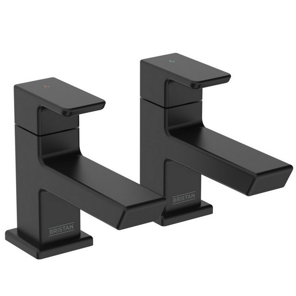 Bristan Cobalt 1/2 Basin Pillar Taps Black