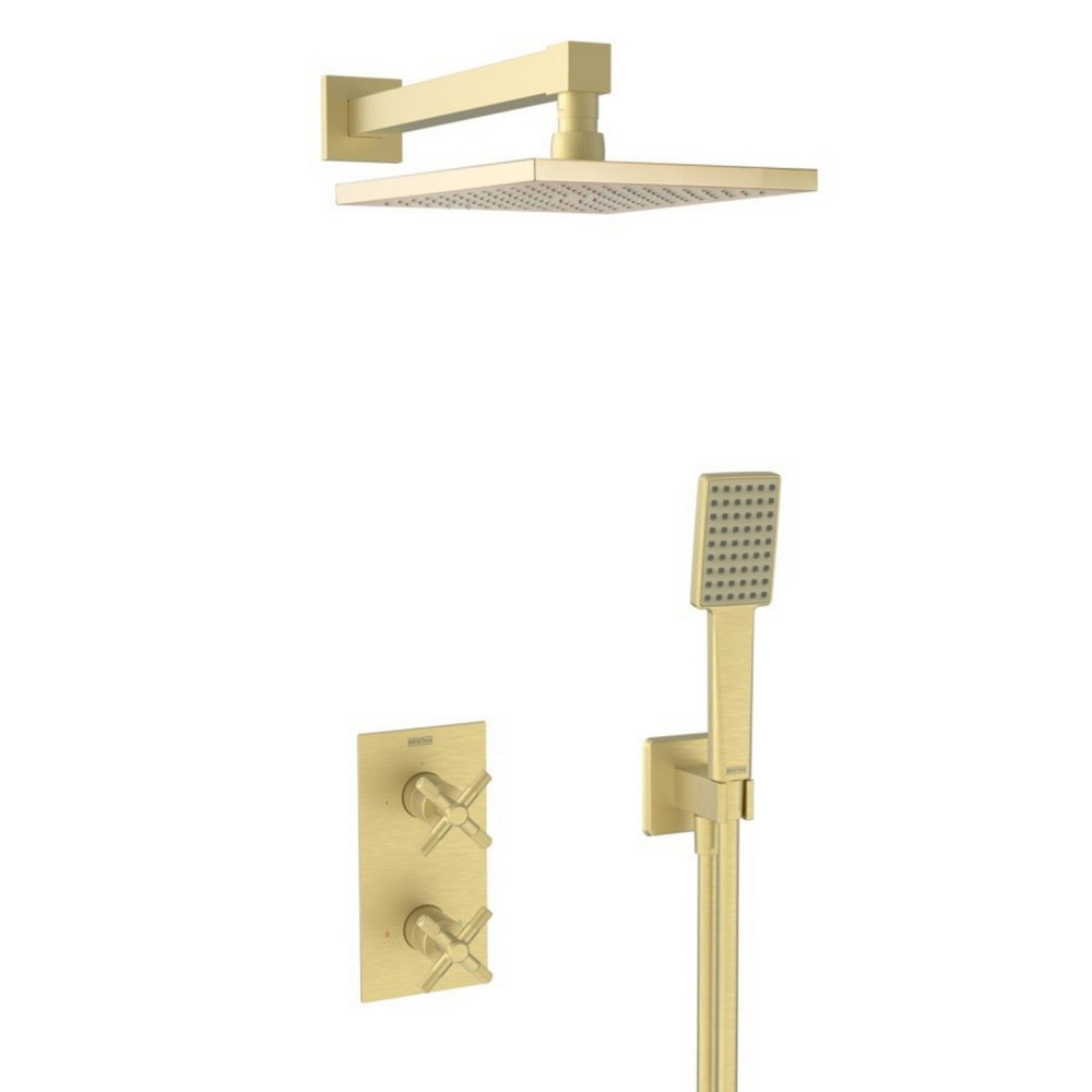 Bristan Cruzar Brushed Brass Concealed Shower with Fixed Head and Handset