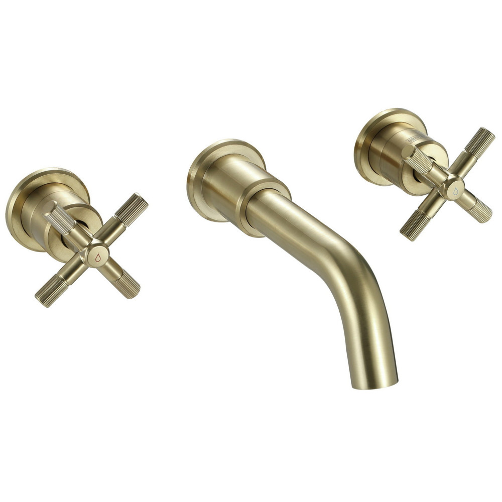 Bristan Cruzar Wall Mounted 3TH Bath Filler in Brushed Brass