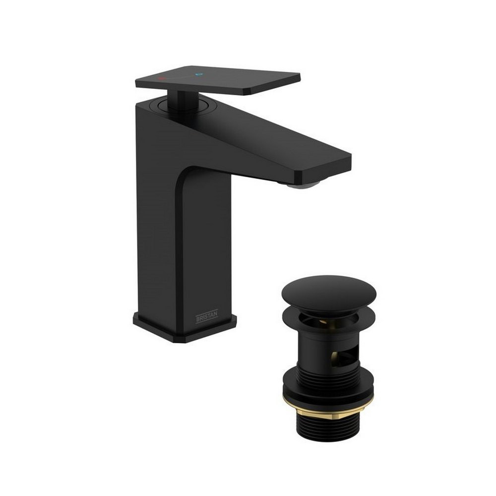 Bristan Delgado Eco Start Basin Mixer with Waste in Black