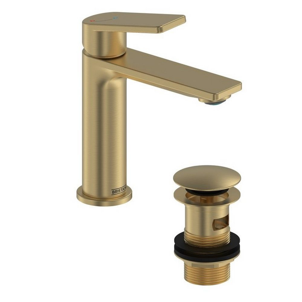 Bristan Frammento Eco Start Basin Mixer with Waste in Brushed Brass (1)