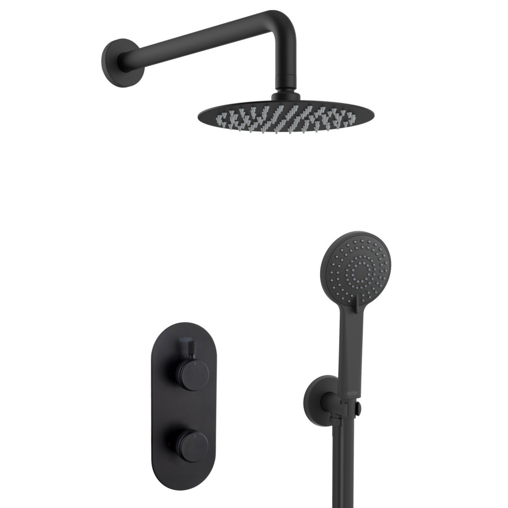 Bristan Molida Black Concealed Thermostatic Dual Control Two Outlet Shower Pack