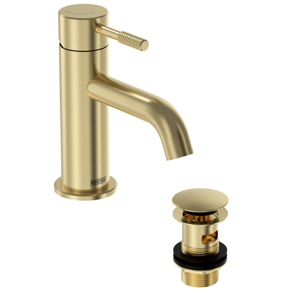 Bristan Molida Eco Start Basin Mixer with Waste in Brushed Brass