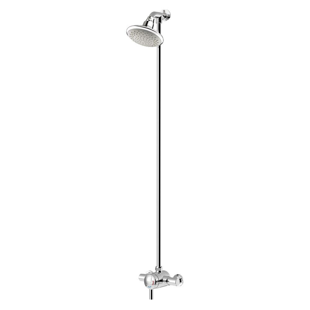 Bristan OPAC Thermostatic Exposed Mini Shower Valve with Top Outlet Rigid Riser Chrome (1)