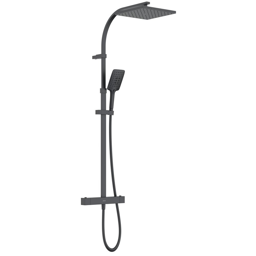 Bristan Quadrato Safe Touch Black Thermostatic Rigid Riser Bar Shower