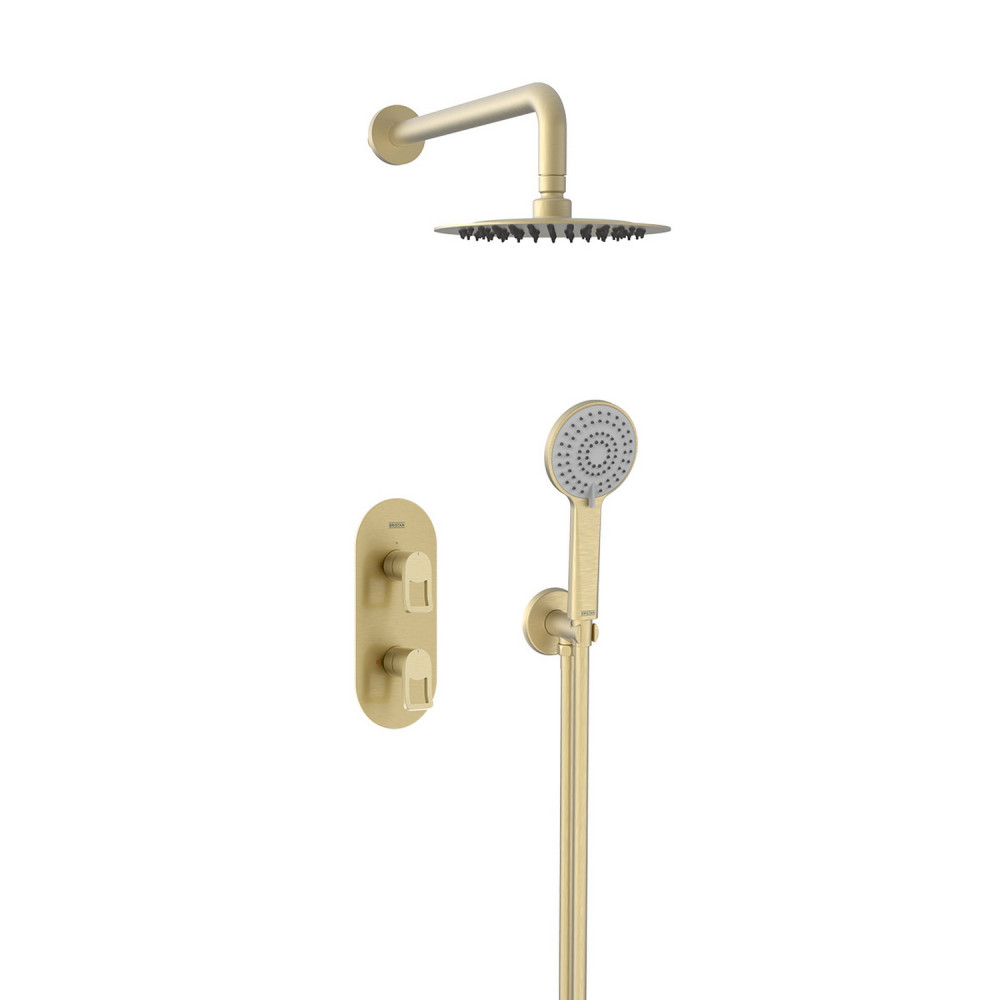 Bristan Saffron Brushed Brass Concealed Dual Control Two Outlet Shower Pack