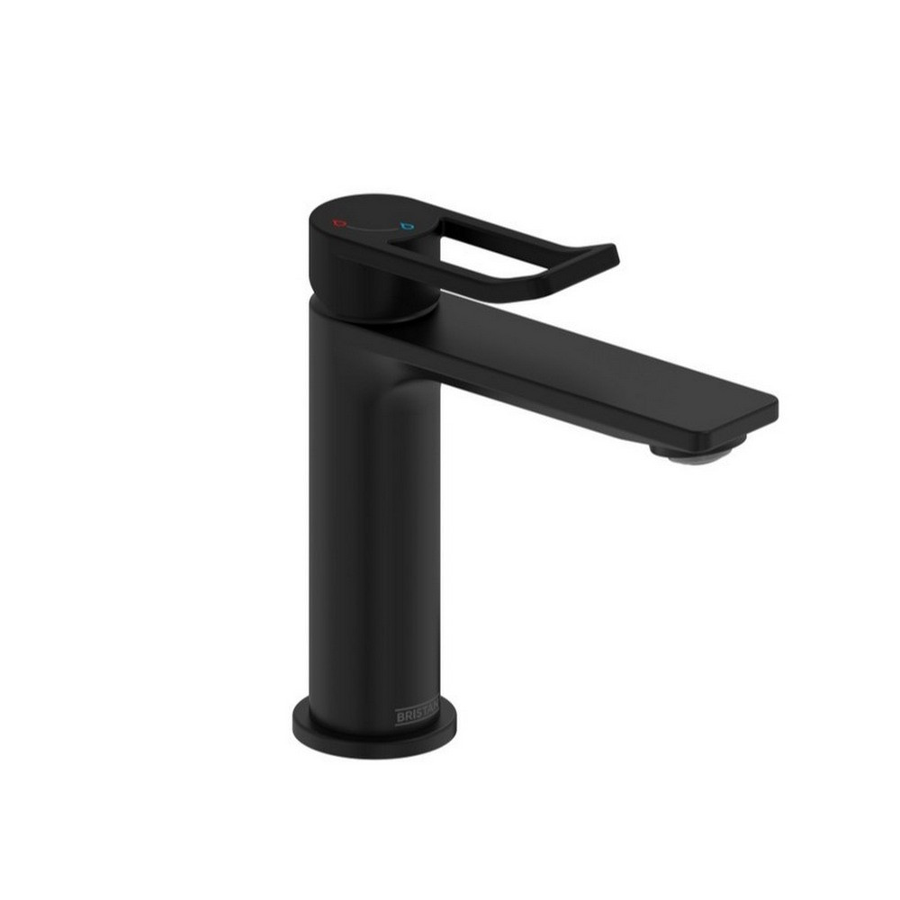 Bristan Saffron Eco Start Basin Mixer with Clicker Waste in Black