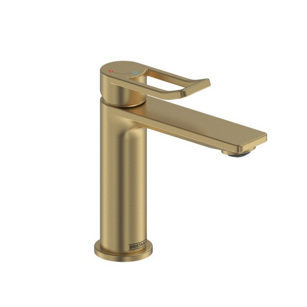 Bristan Saffron Eco Start Basin Mixer with Clicker Waste in Brushed Brass