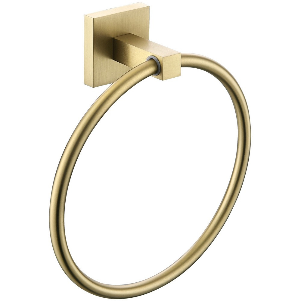 Bristan Square Brushed Brass Towel Ring (1)