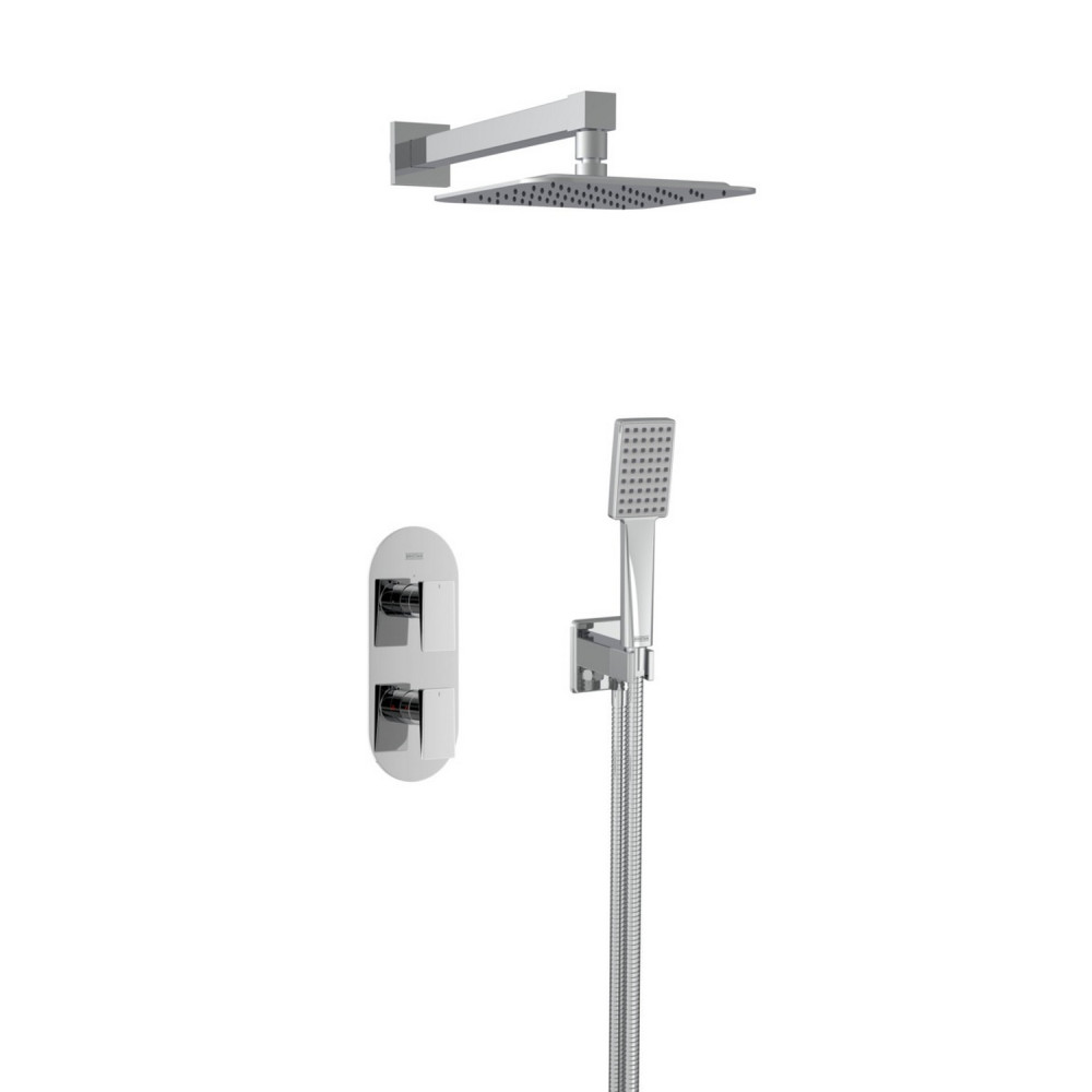 Bristan Tangram Chrome Concealed Dual Control Two Outlet Shower Pack