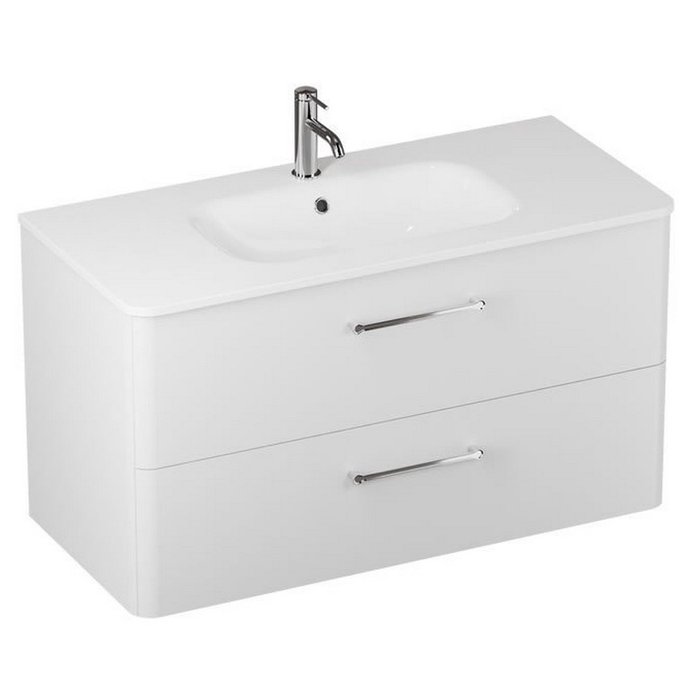 Britton Camberwell 1000mm Frosted White Double Drawer Unit