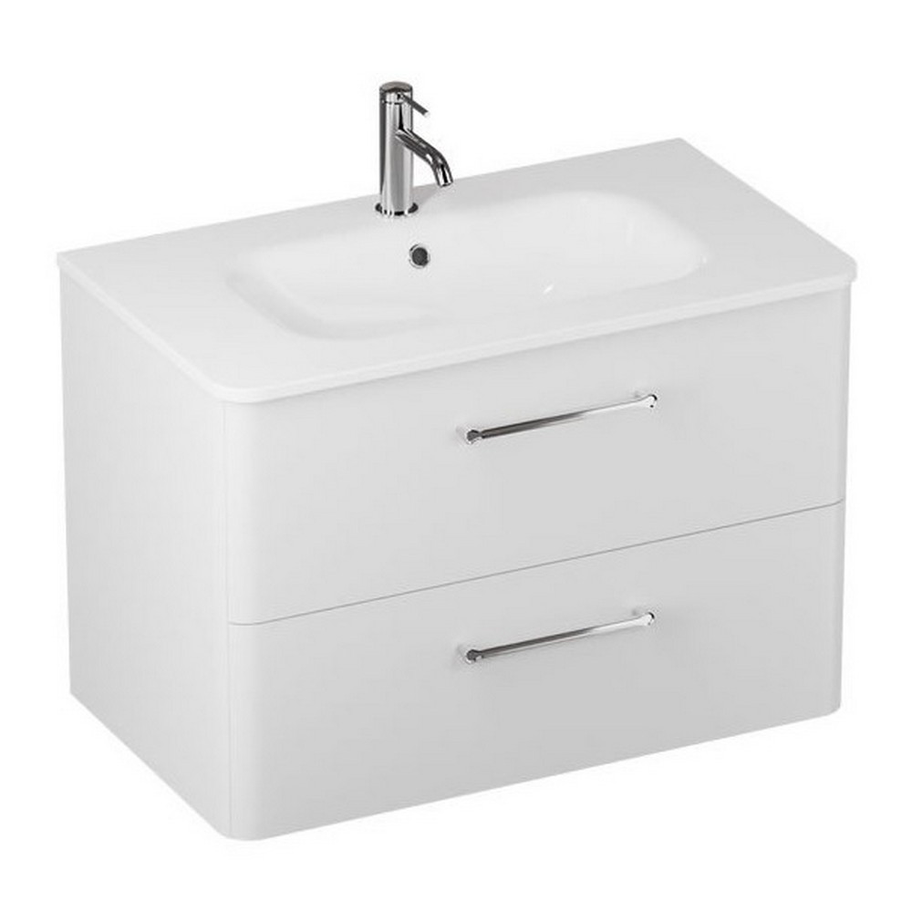 Britton Camberwell 800mm Frosted White Double Drawer Unit (1)