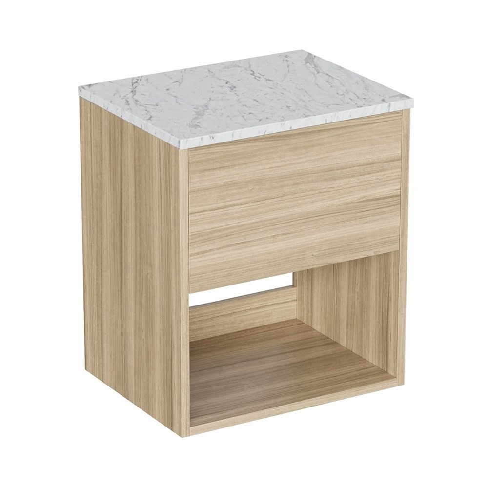 Britton Hackney Cherry Wood 500mm Wall Hung Vanity Unit with Worktop (1)