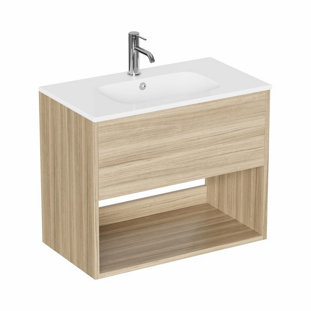 Britton Hackney Cherry Wood 700mm Wall Hung Vanity Unit with Basin