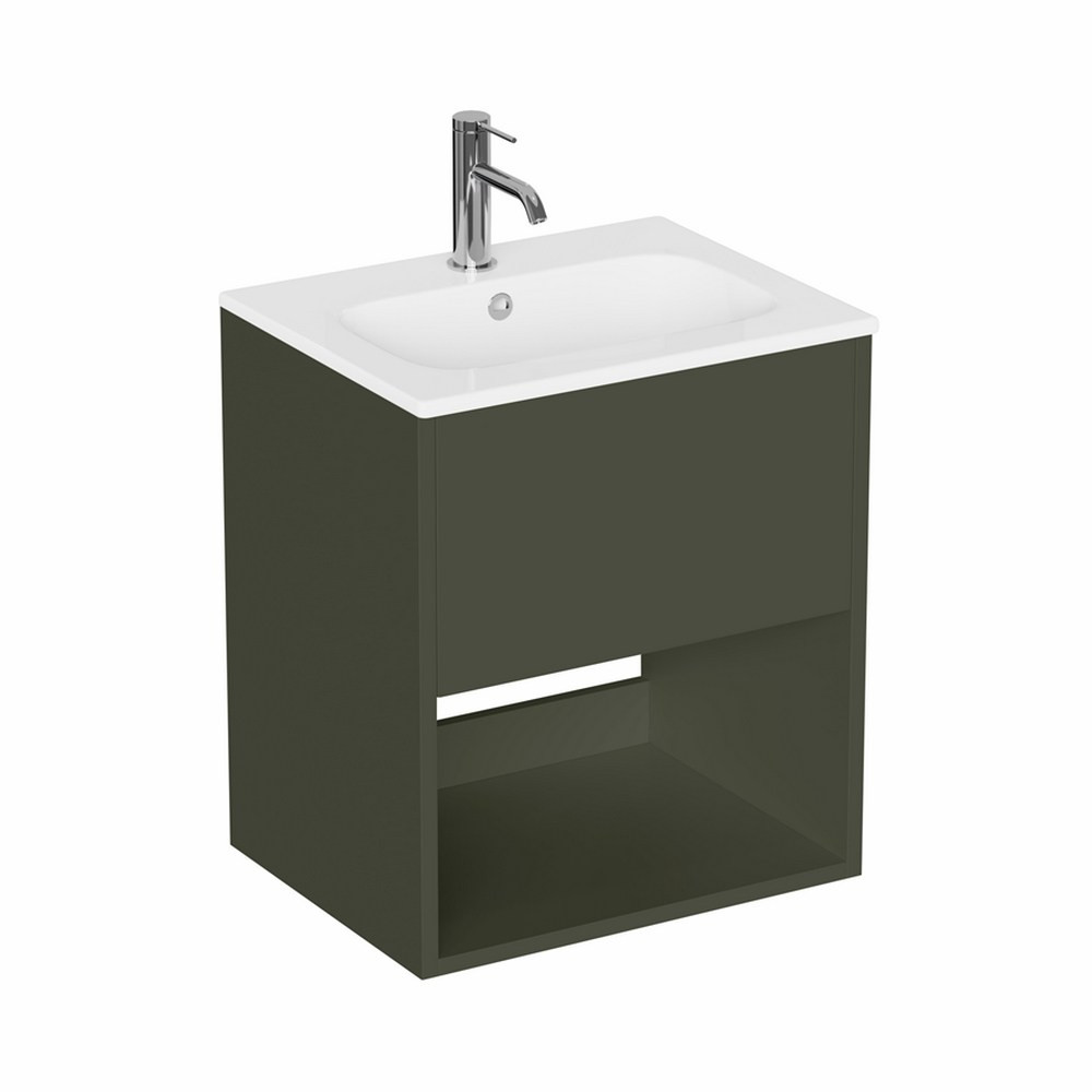 Britton Hackney Earthy Green 500mm Wall Hung Vanity Unit with Basin