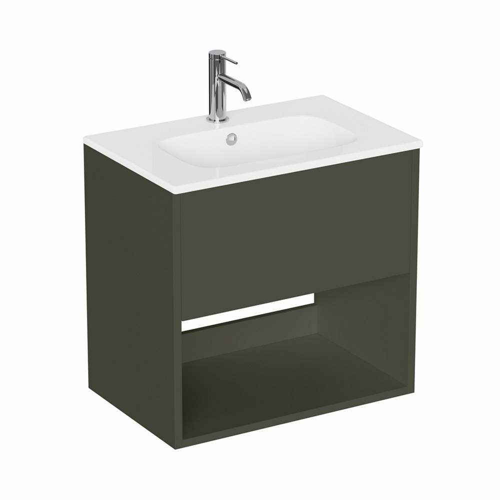 Britton Hackney Earthy Green 600mm Wall Hung Vanity Unit with Basin