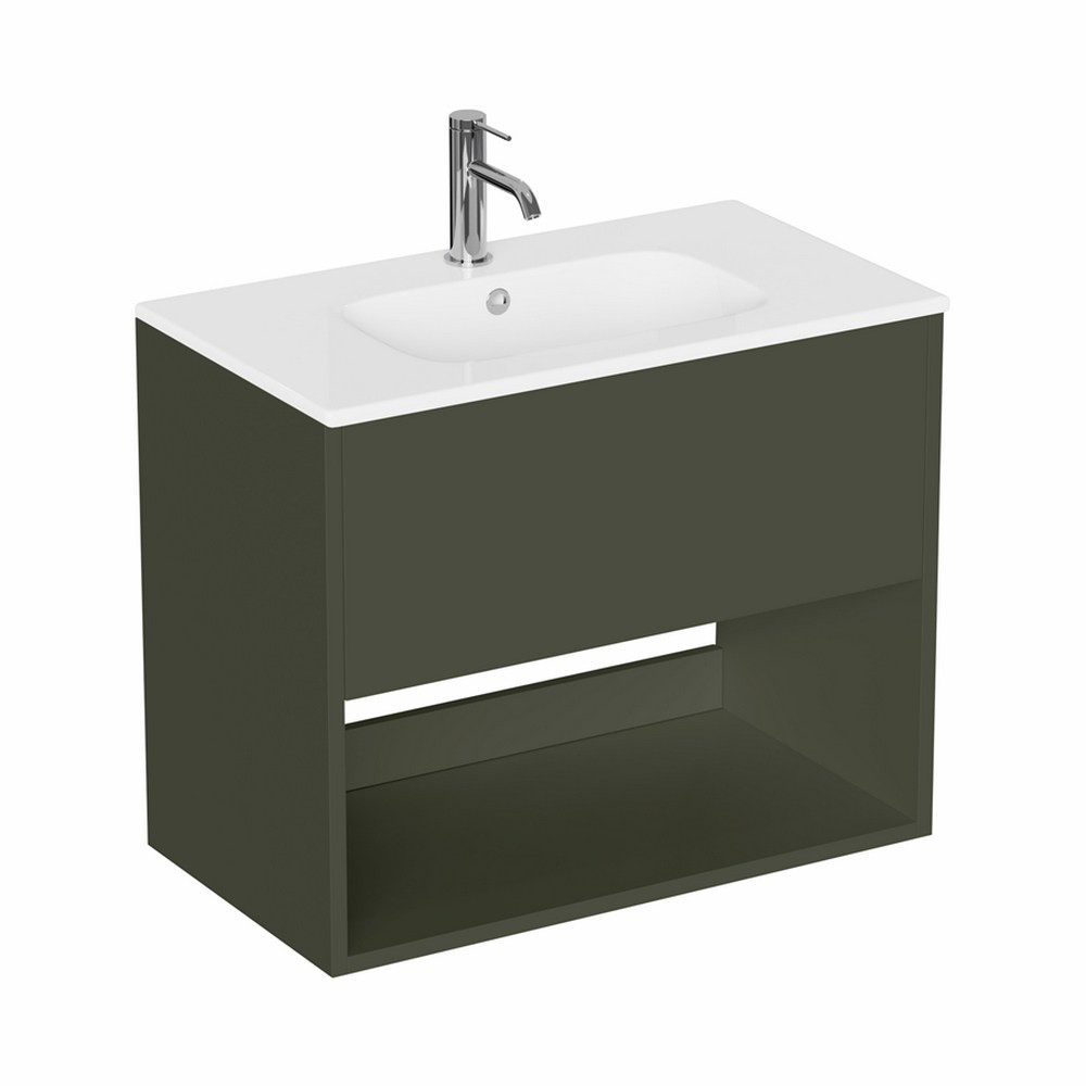 Britton Hackney Earthy Green 700mm Wall Hung Vanity Unit with Basin