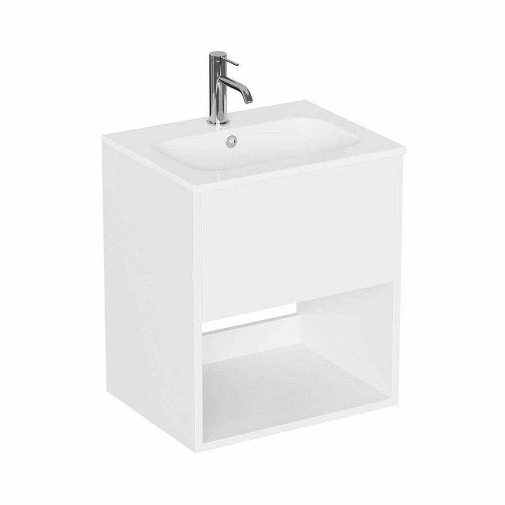 Britton Hackney Gloss White 500mm Wall Hung Vanity Unit with Basin