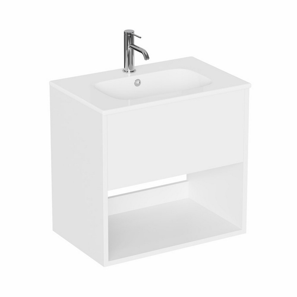 Britton Hackney Gloss White 600mm Wall Hung Vanity Unit with Basin